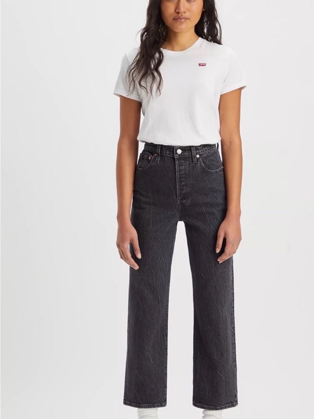 Levi’s Ribcage Straight Ankle Cropped Jeans Black
